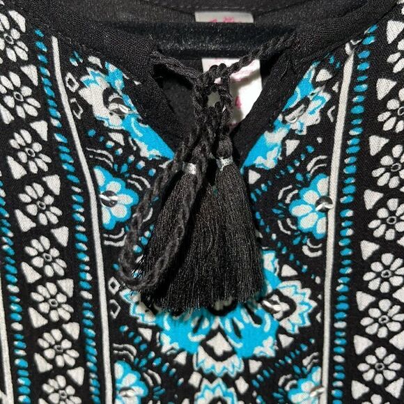 Justice Girl’s Beaded Embroidered Geometric Print Tassel Peasant Dress Size 14 - Picture 6 of 15